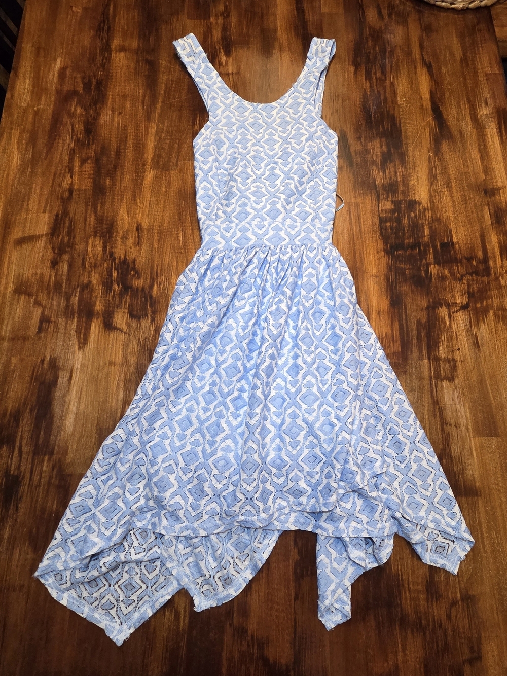 Altar’d State light blue and white diamond pat sleeveless crossback dress size S - Picture 1 of 5